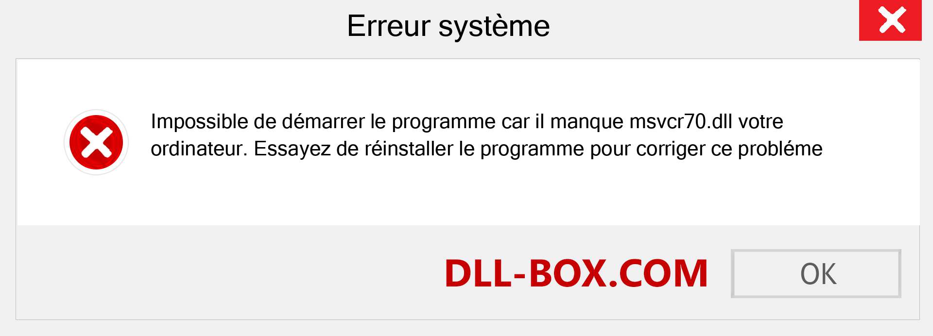 Le fichier msvcr70.dll est manquant ?. Télécharger pour Windows 7, 8, 10 - Correction de l'erreur manquante msvcr70 dll sur Windows, photos, images