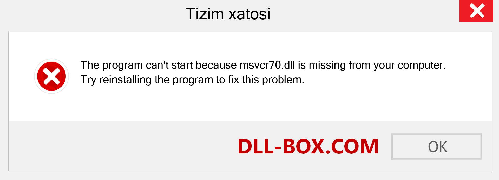 msvcr70.dll fayli yo'qolganmi?. Windows 7, 8, 10 uchun yuklab olish - Windowsda msvcr70 dll etishmayotgan xatoni tuzating, rasmlar, rasmlar